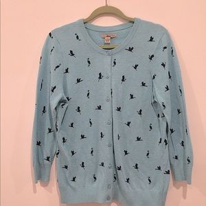 Bass Cardigan with Black Birds Sz L